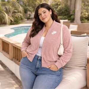 Nike Air Velour Zip-Up Jacket Women’s 3X Dusty Pink Plush | Embossed Logo